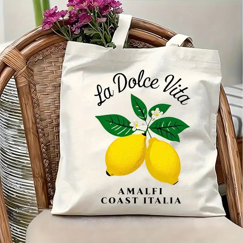 Tote Bag Beach - La Dolce Vita Citroen Canvas Tote