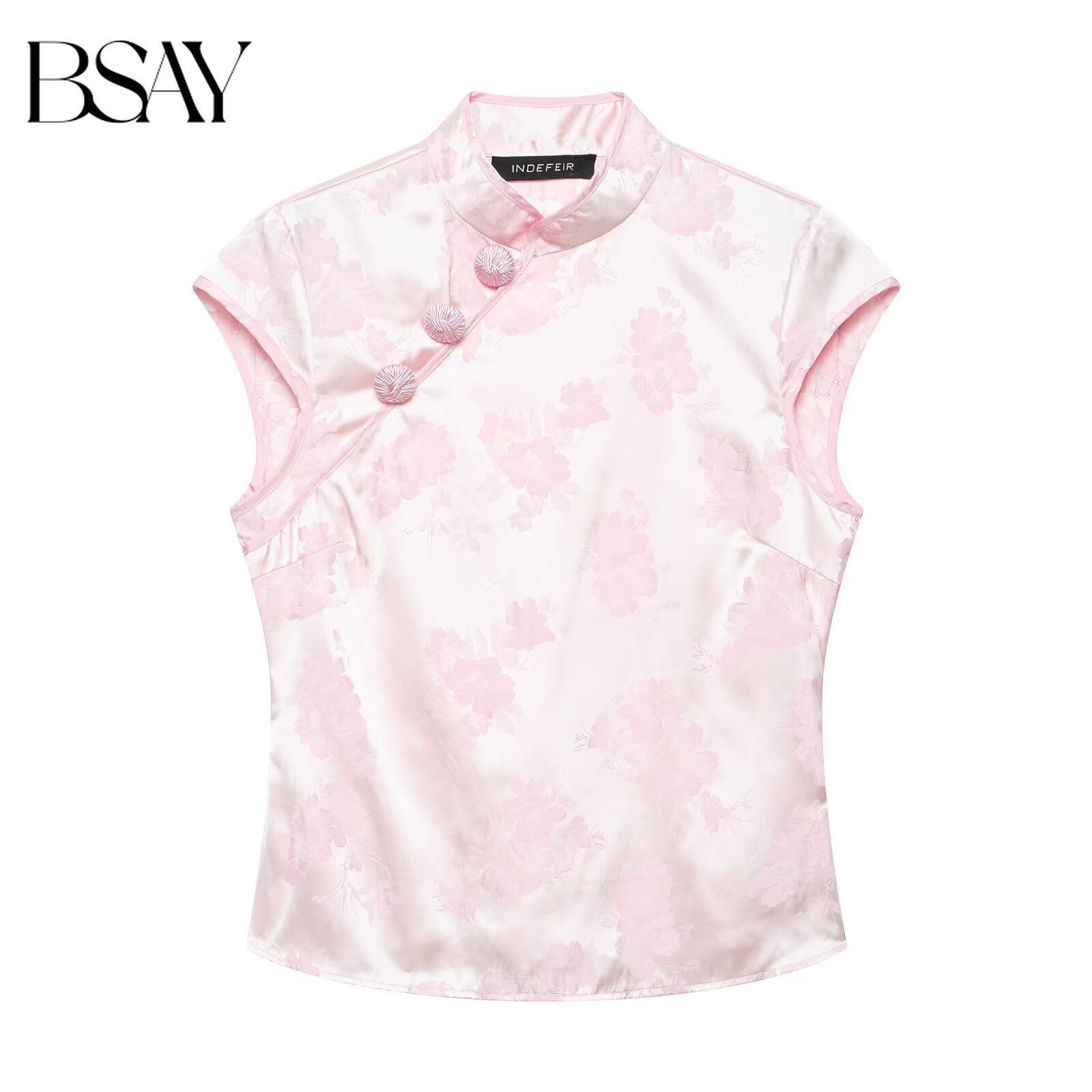 Romper Floral Print - BSAY Chinese stijl bloemenjacquard satijnen blouse