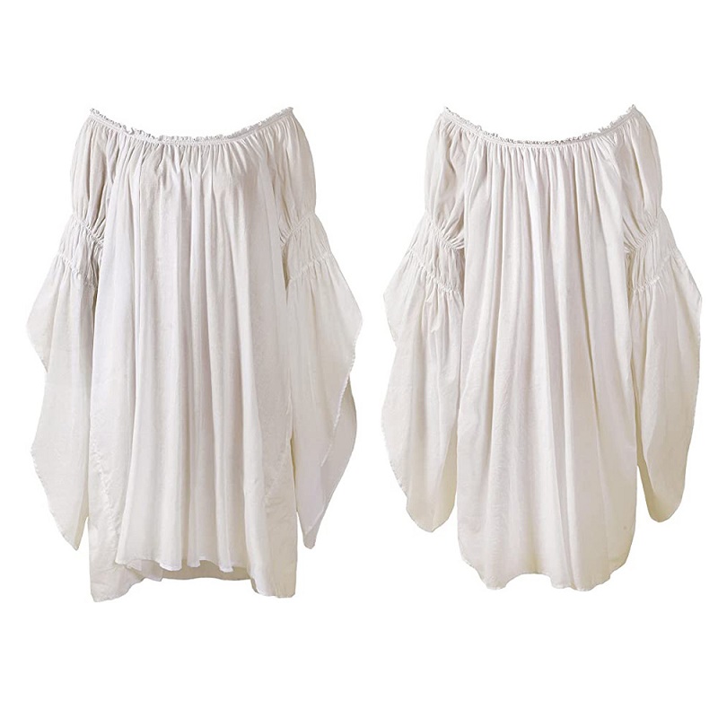 Blouse Off Shoulder - Vintage middeleeuwse renaissance blouse met lange