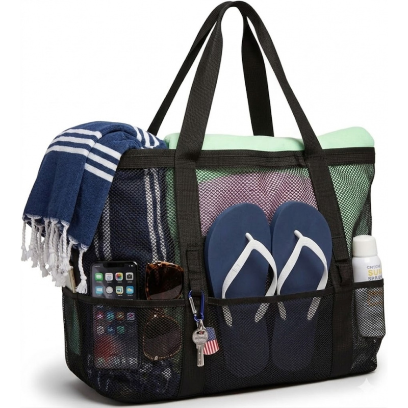 Tote Bag Beach - Oversized strandtas van mesh met 9