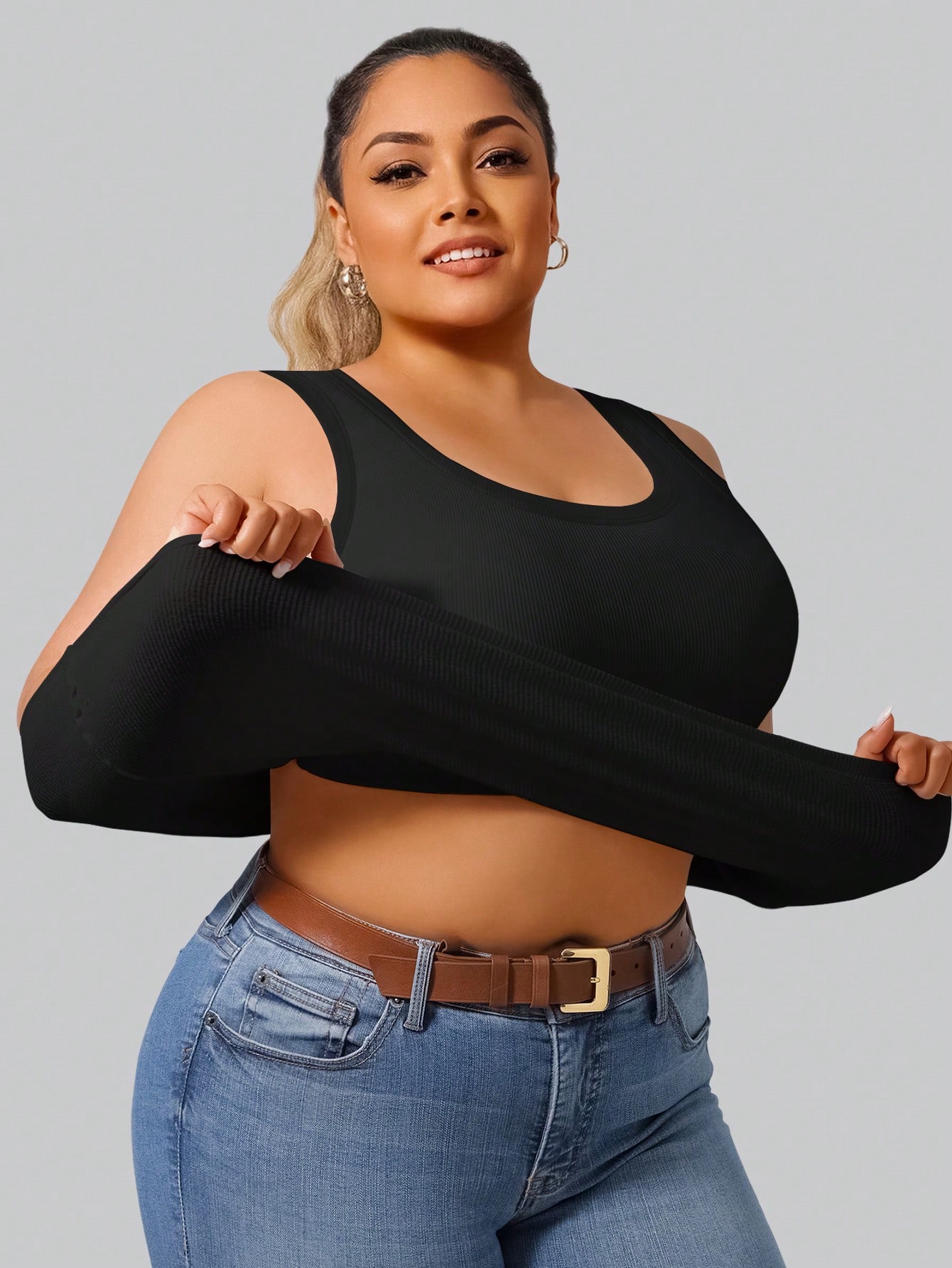 Crop Top Crochet - Plus size dames crop tanktop met