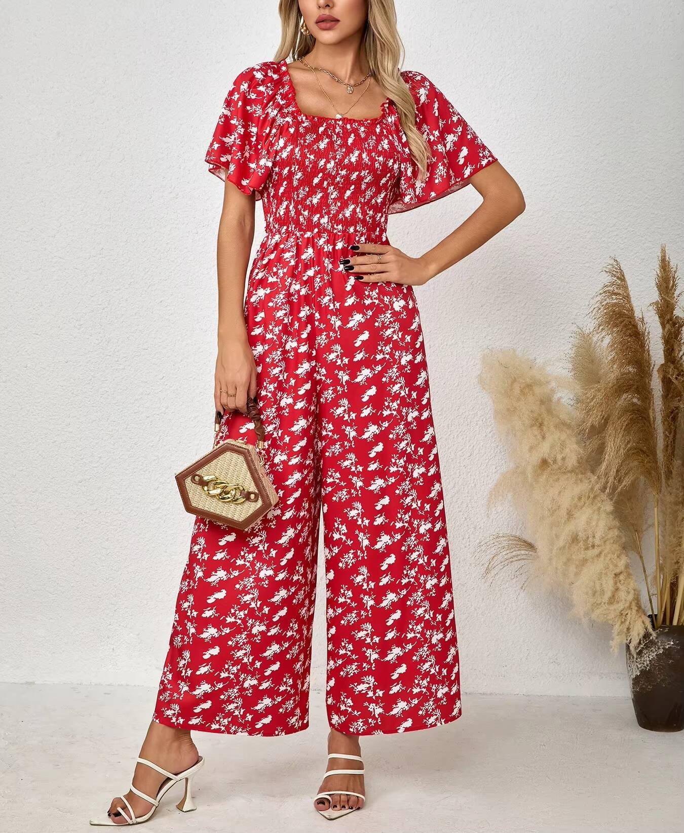 Rode jumpsuit voor dames, bloe - Romper Floral Print recensie en prijs