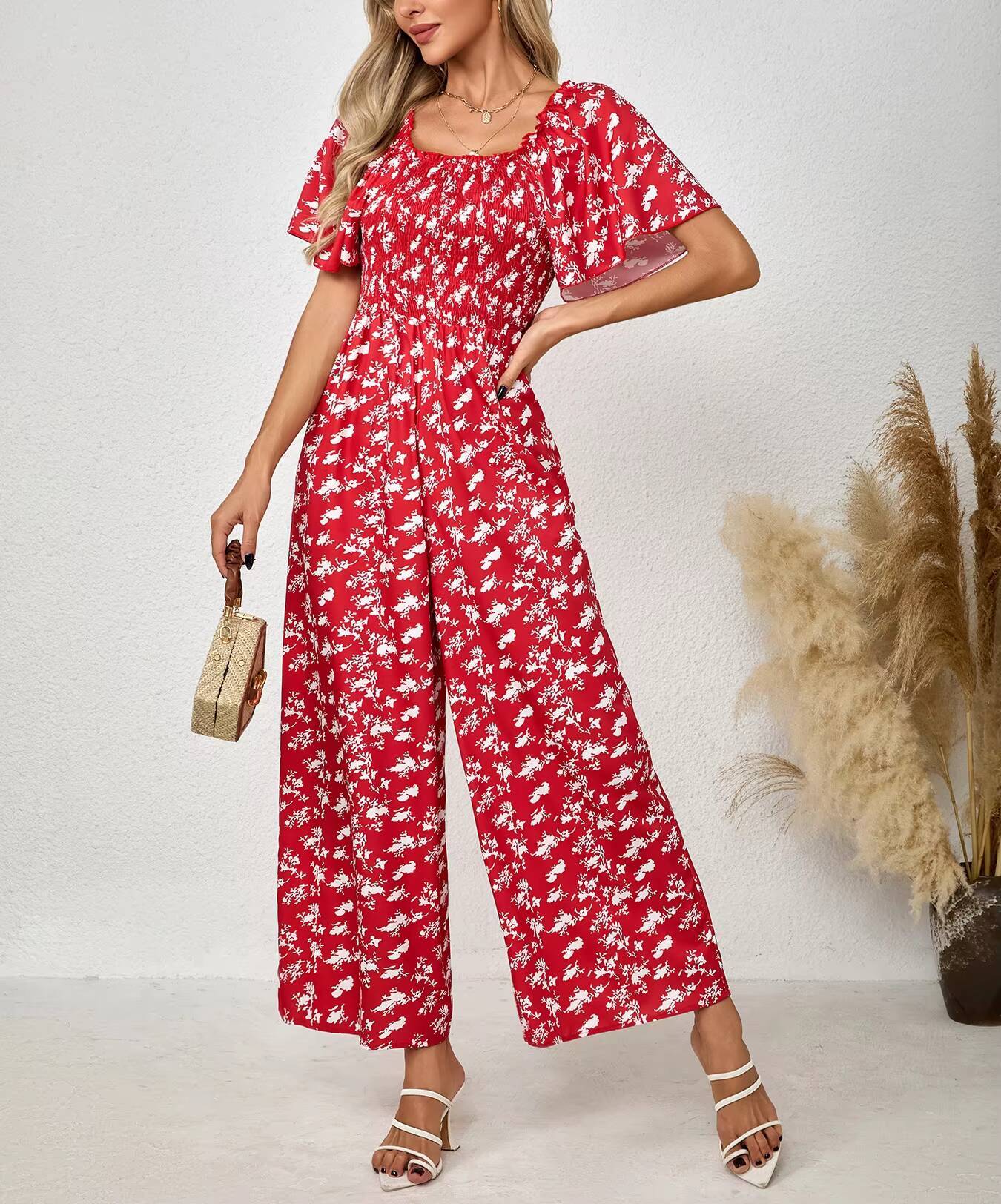 Rode jumpsuit voor dames, bloe - Romper Floral Print recensie en prijs